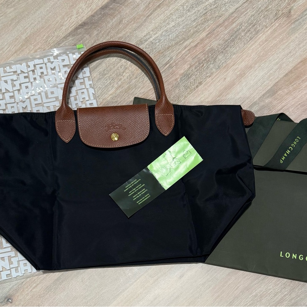 Longchamp Black and Brown Tote Bag